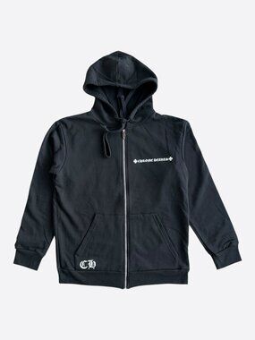 Chrome Hearts Black & White Multi Cross Logo Zip Up Hoodie